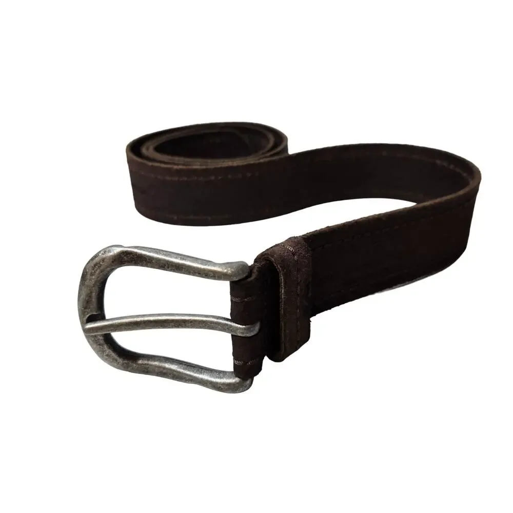 John Varvatos Star USA Textured Suede With Stitch Chocolate Men's Belt Size 38